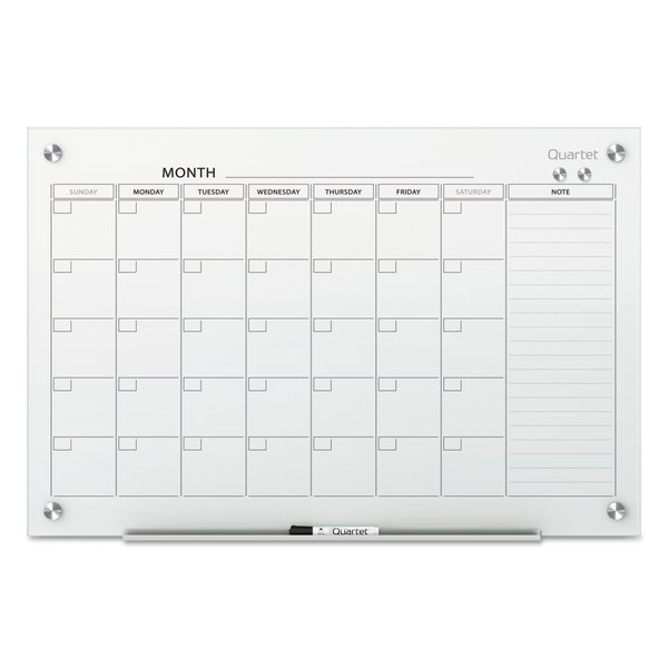 Quartet 36"x48" Magnetic Glass Calendar Dry Erase Board GC4836F